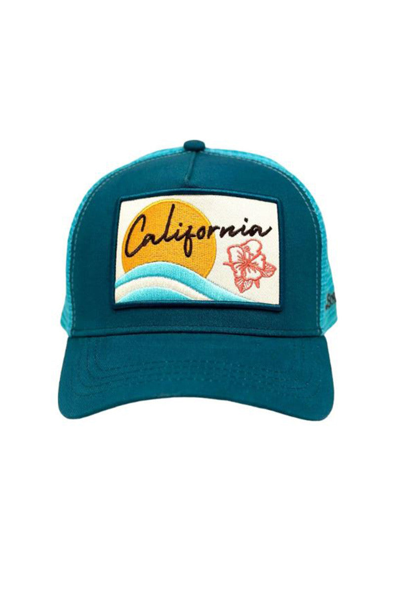 California wave trucker in teal blue/turquoise front view