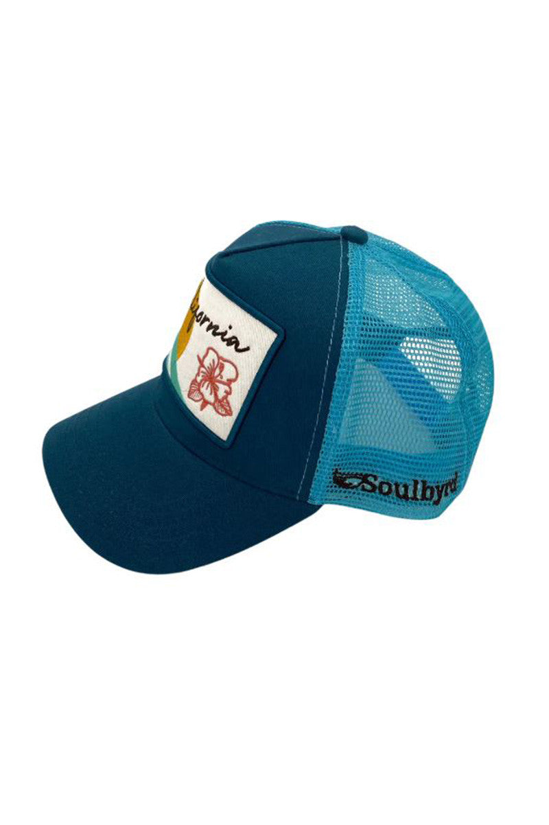 California wave trucker in teal blue/turquoise side view