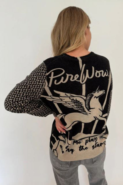 ilana short printed cardigan in black magic back view