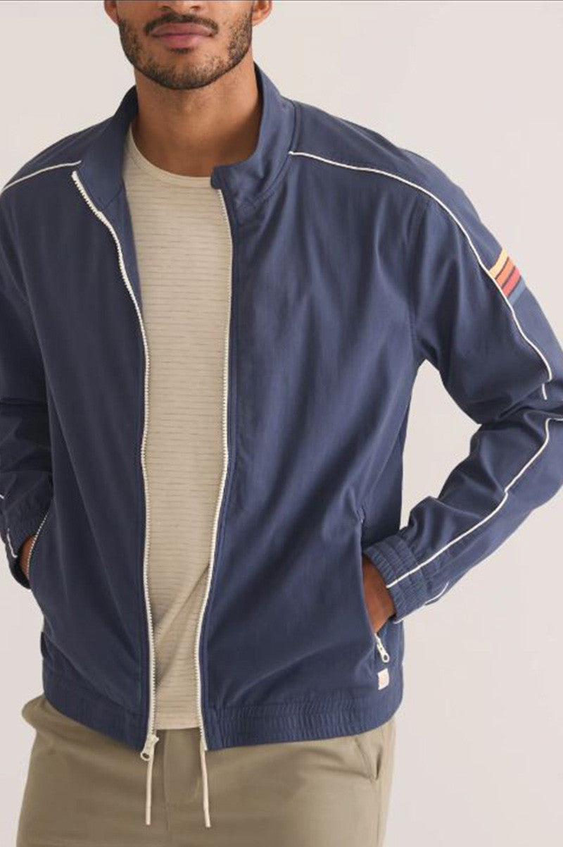 freeman stretch twill windbreaker in mood indigo front view 