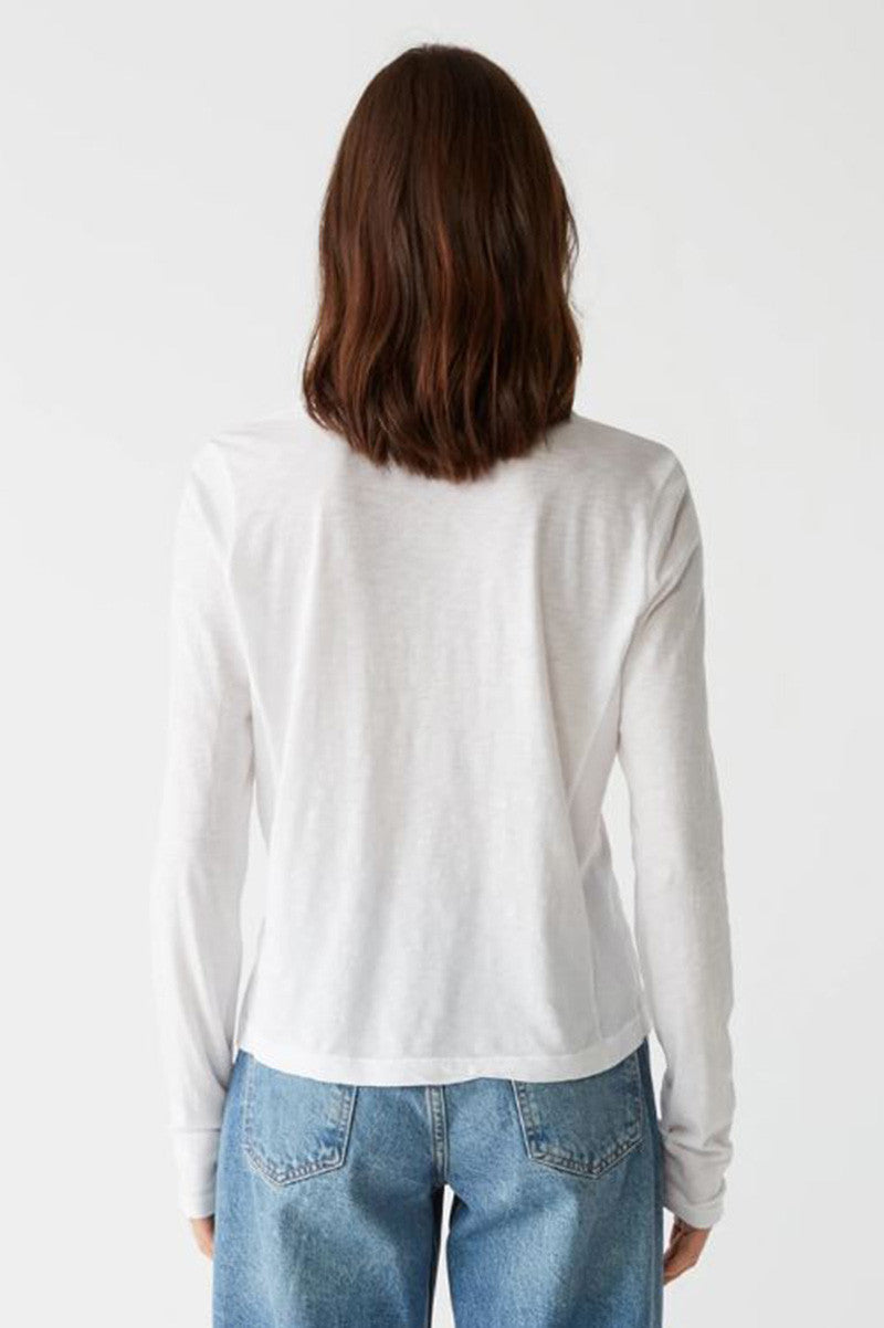 Hailie Rib mixed tee in white back view