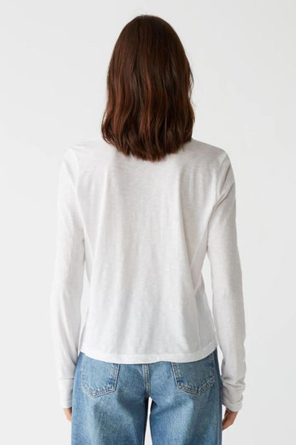 Hailie Rib mixed tee in white back view