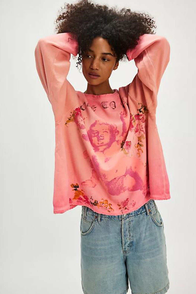Love to all Hermosa Sweatshirt in sun faded Azlea front view