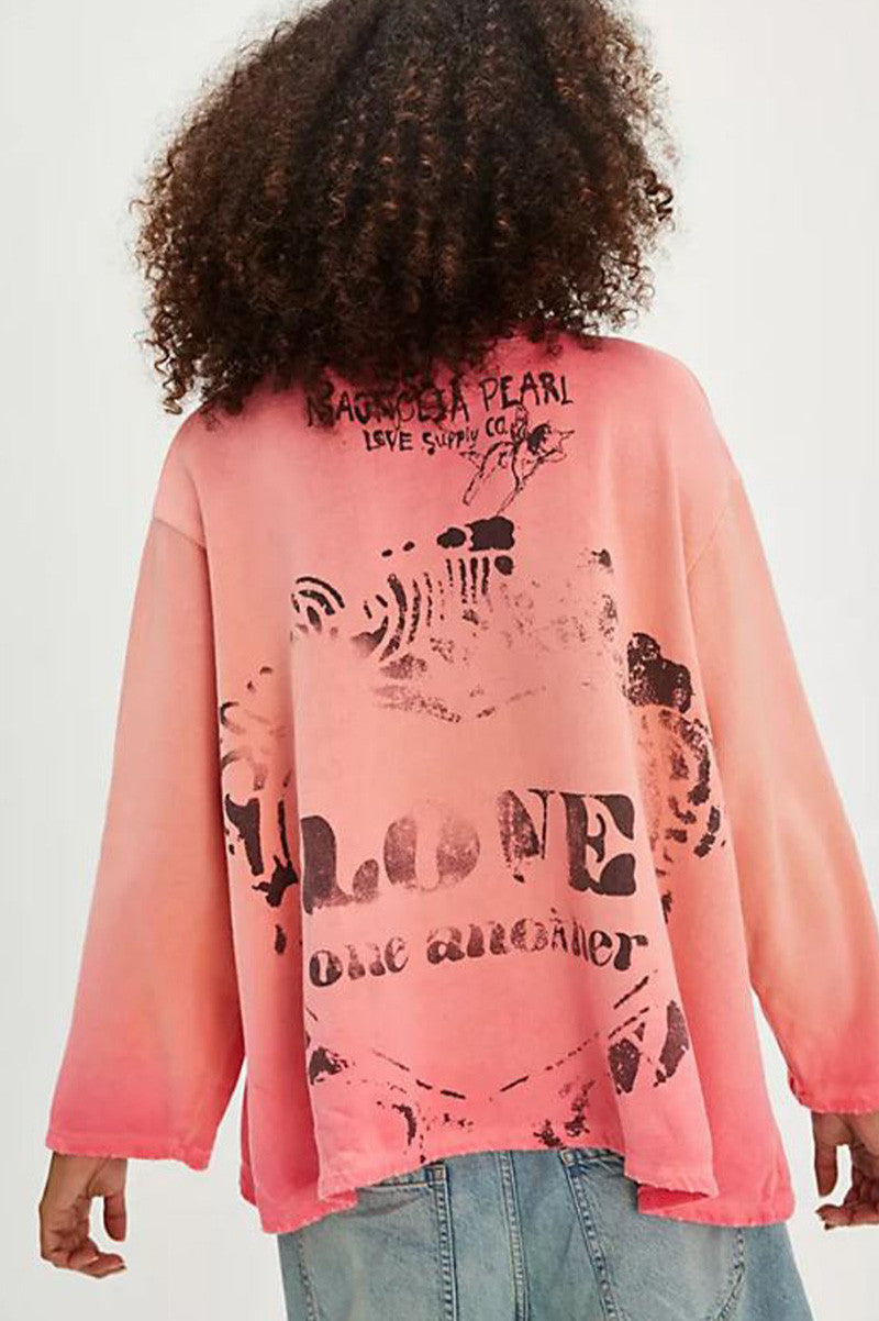 Love to all Hermosa Sweatshirt in sun faded Azlea back view