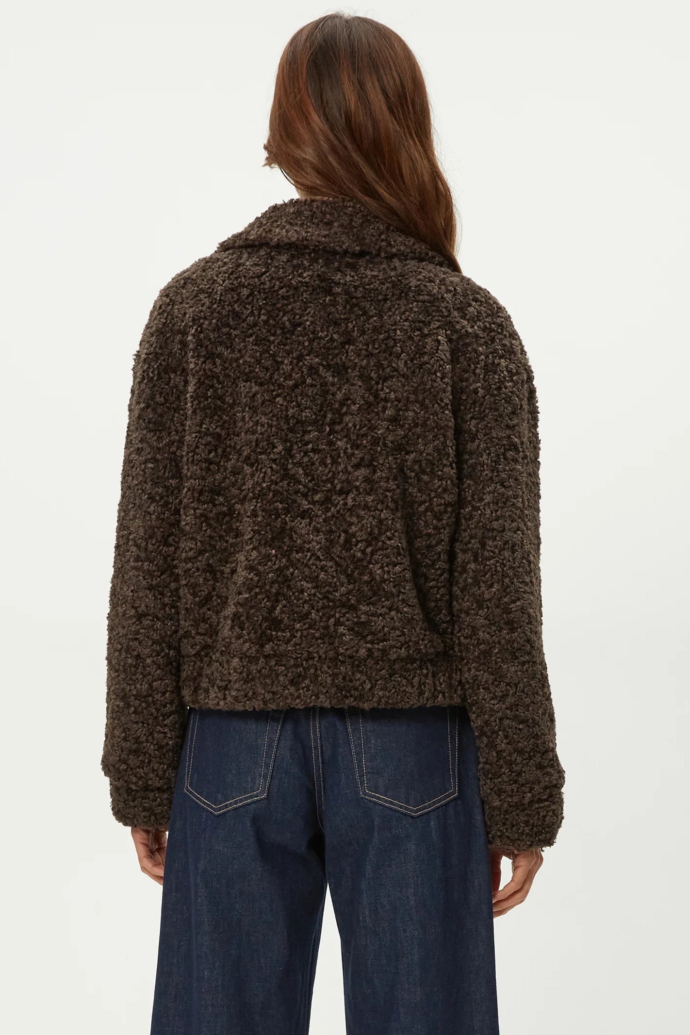 ZIGGY FAUX SHEARLING JACKET IN JAVA BACK VIEW