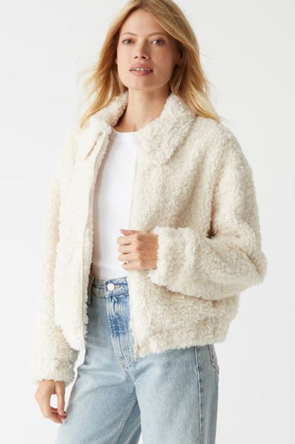 ziggy faux shearling jacket in chalk side view