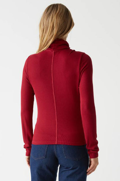 tara cropped turtleneck in carmine back view