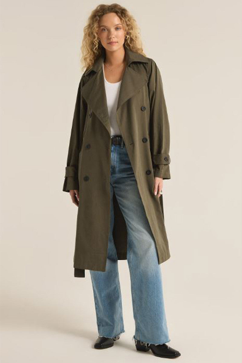 dorian trench coat in grape leaf style view
