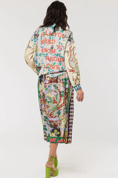 vanessa printed midi skirt in l'amour back view