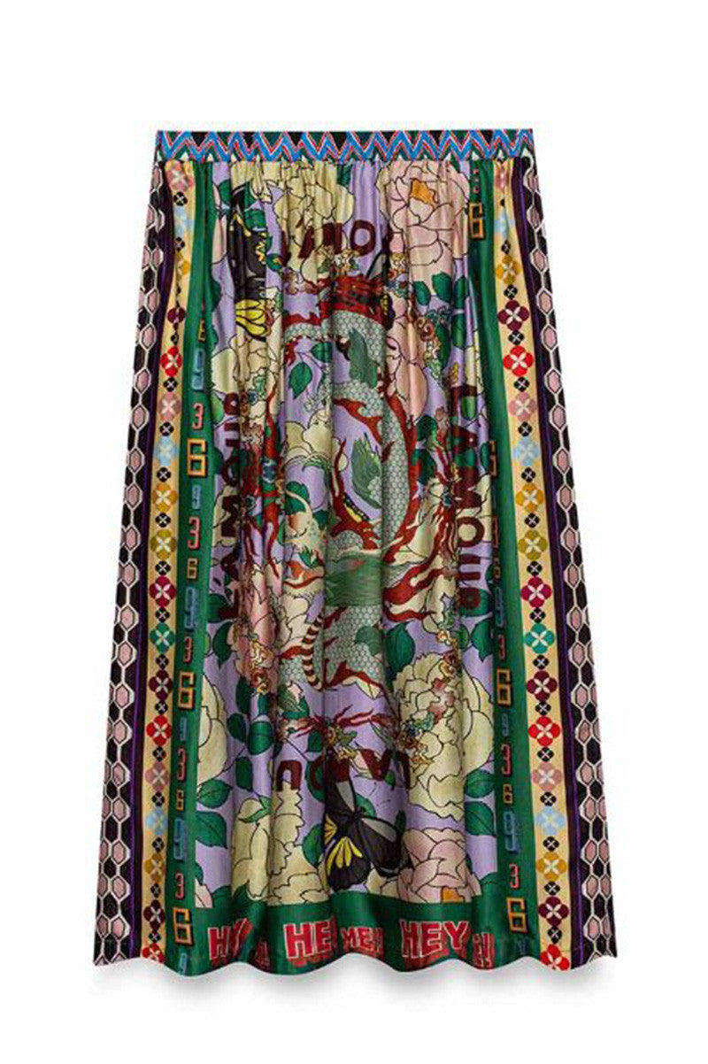 vanessa printed midi skirt in l'amour