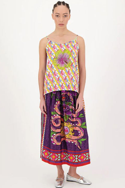 vanessa printed dragon midi skirt front view