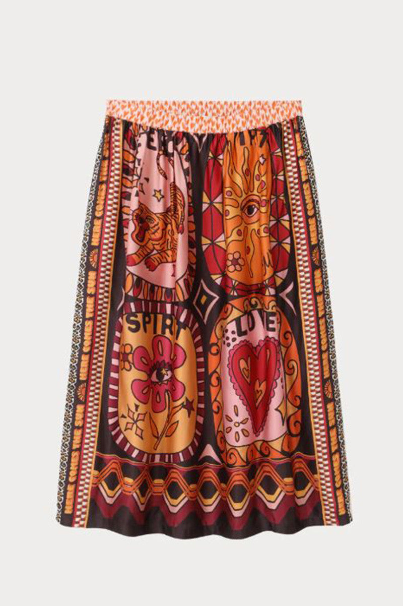 vanessa printed sunset midi skirt