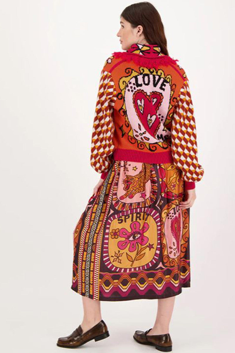 vanessa printed sunset midi skirt back view 