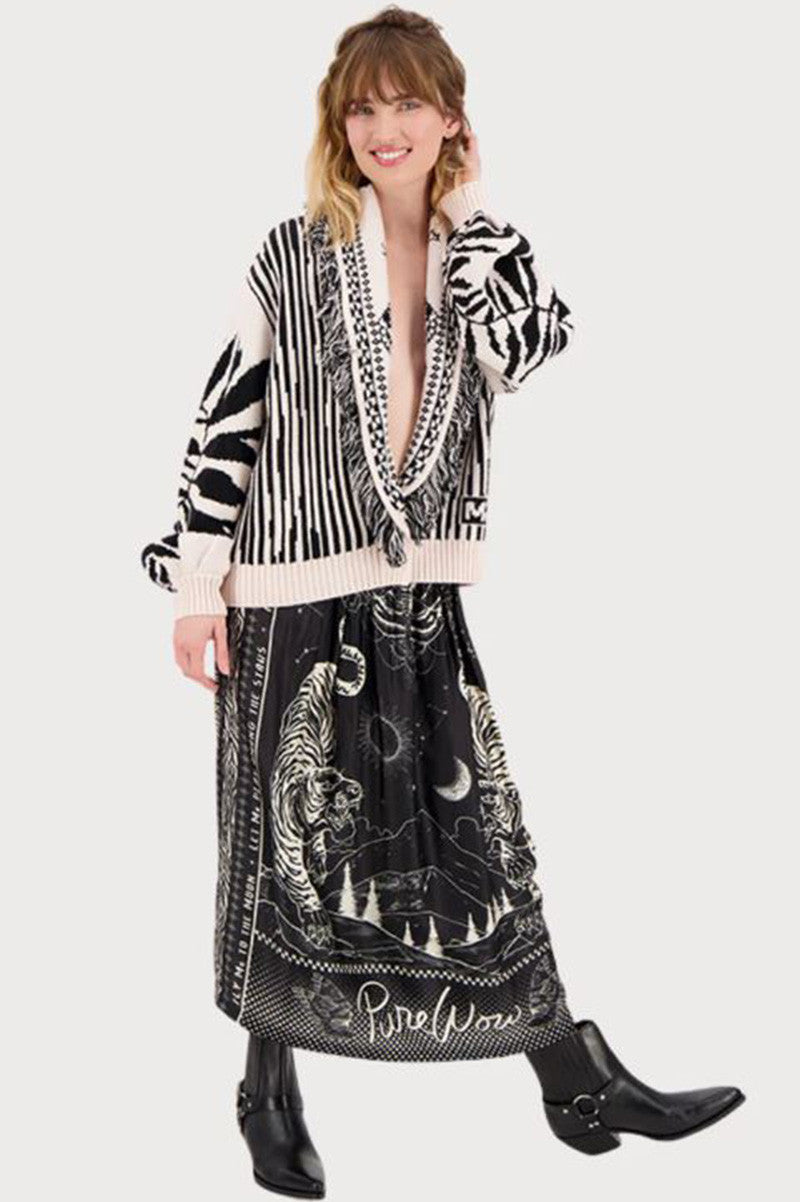 etta short cardigan in black magic front view