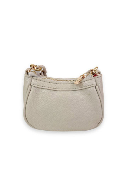 pearl studs mini leather shoulder bag in grey back view