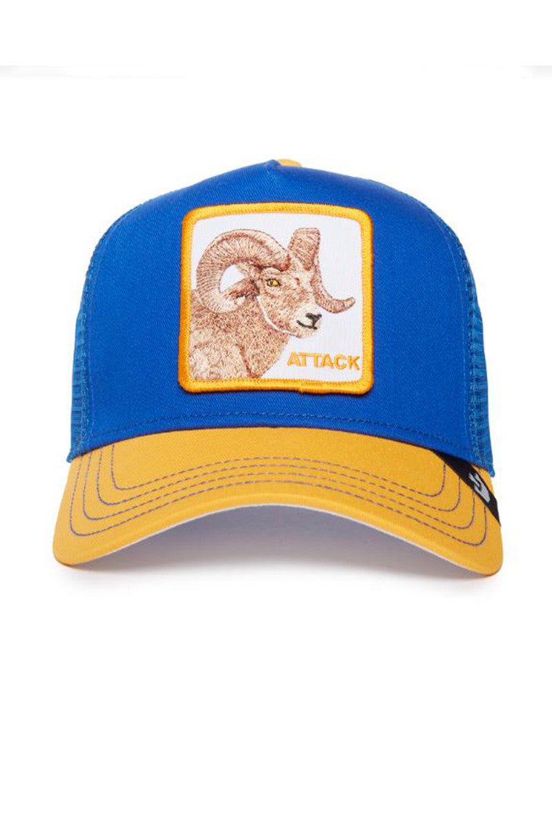 The attack ram trucker hat in cobalt