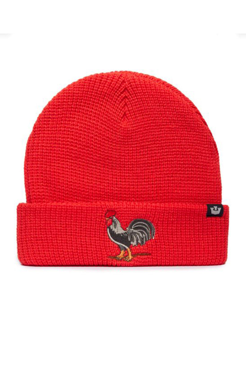 Ribbed rooster beanie in red