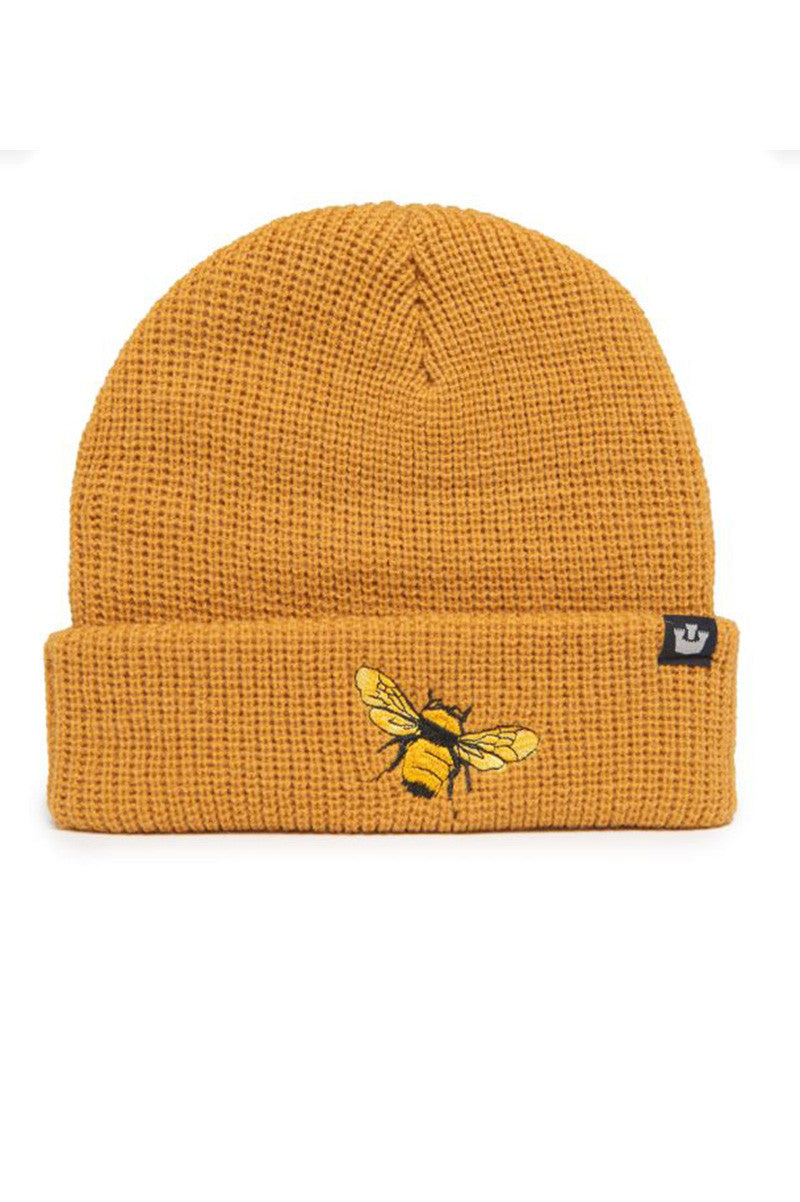 Ribbed bee beanie in honey