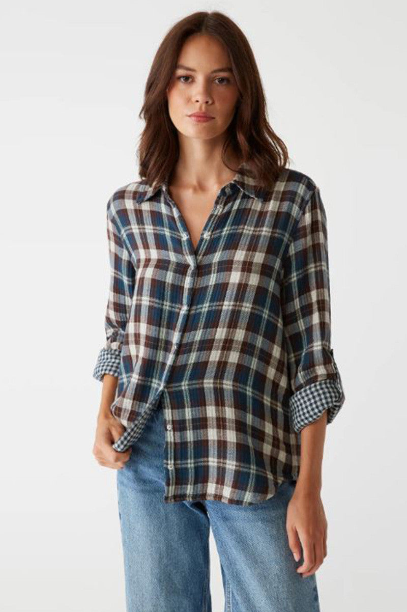 millie plaid shirt in nocturnal combo front view