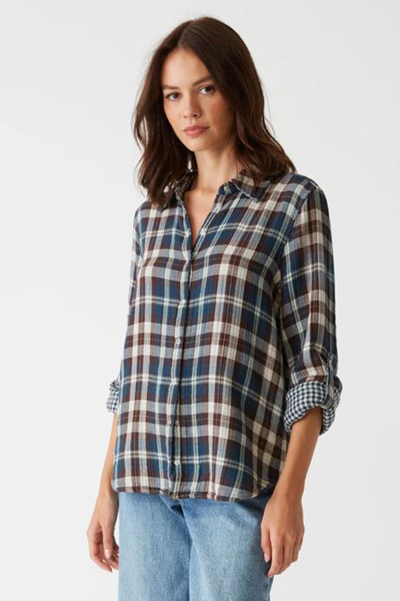 millie plaid shirt in nocturnal combo side view