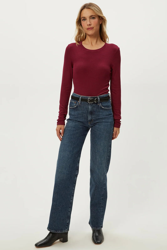 FINN CROPPED CREW NECK IN GARNET FRONT VIEW
