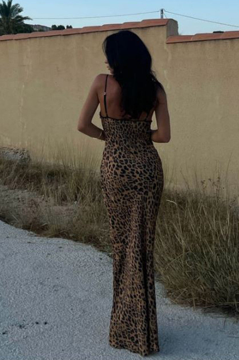 daytona maxi dress in leopard back view