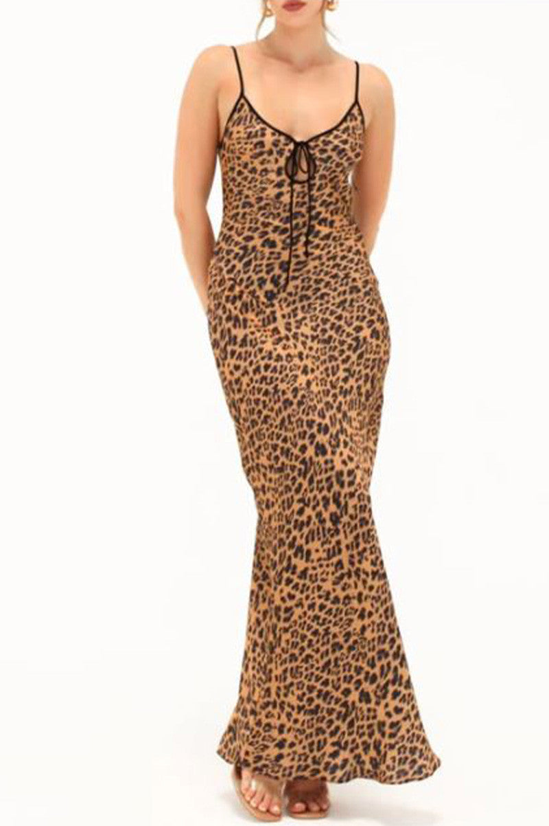 daytona maxi dress in leopard front view