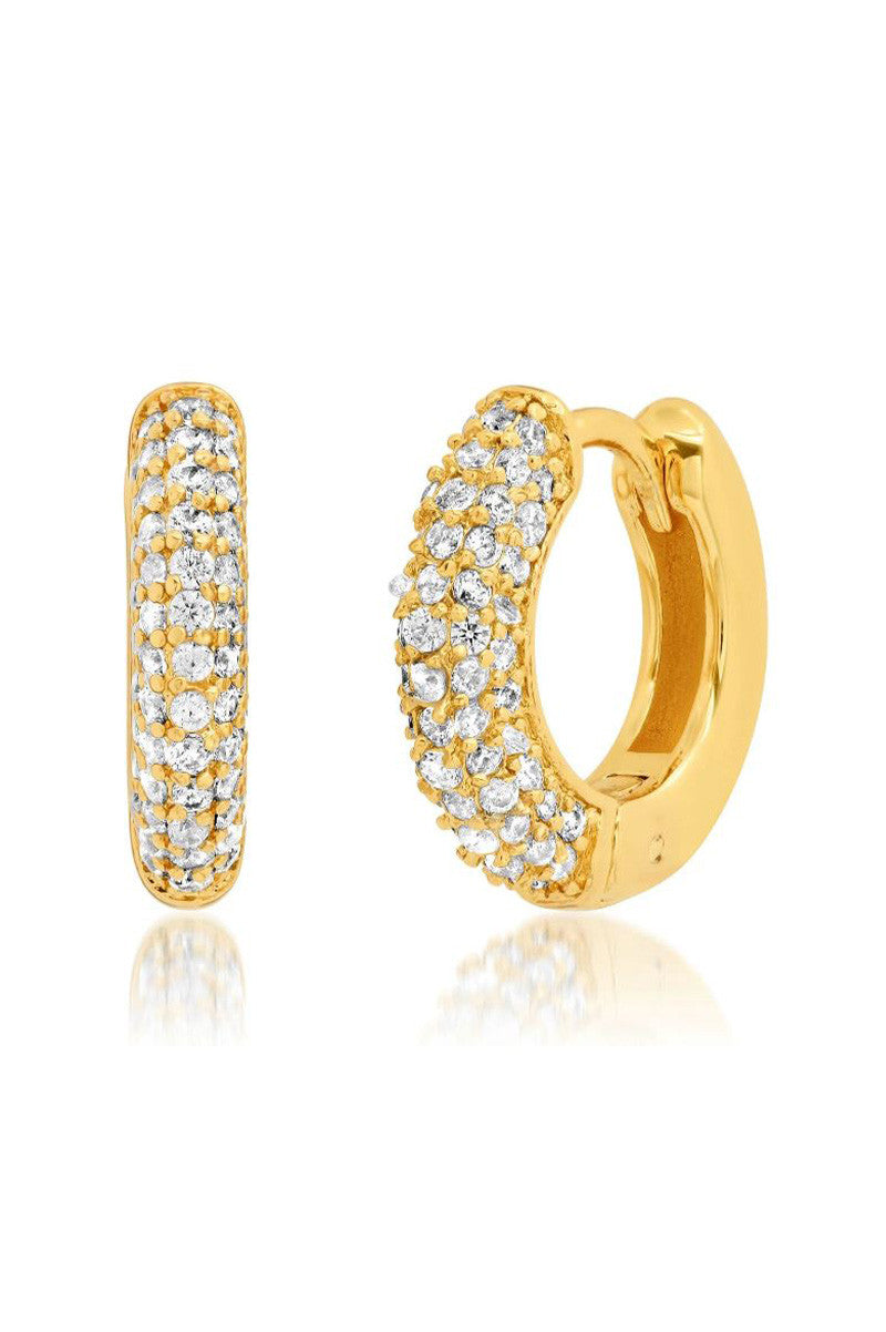 pave cz thick huggies in gold