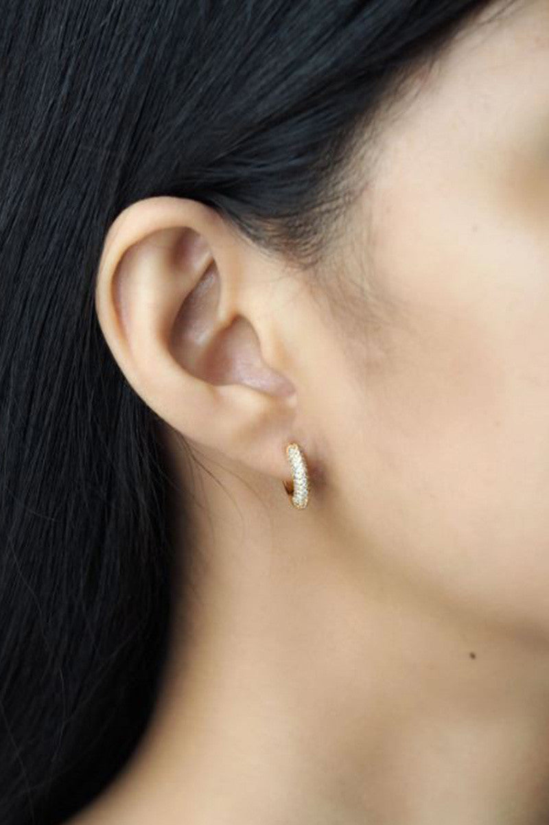 pave cz thick huggies in gold