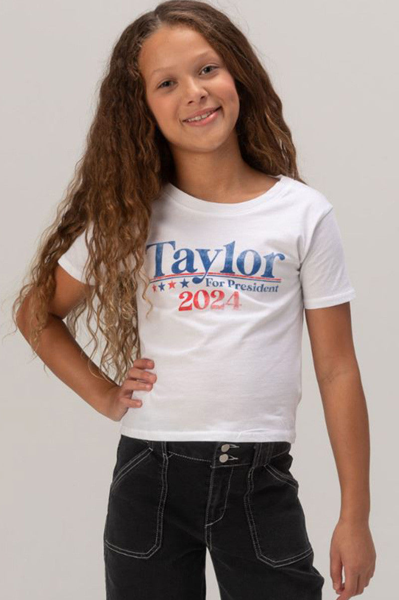 taylor for president tee in white