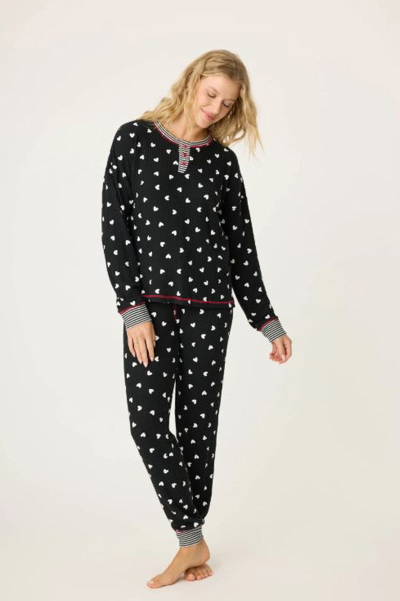Ski Jammie PJ Set in black front view
