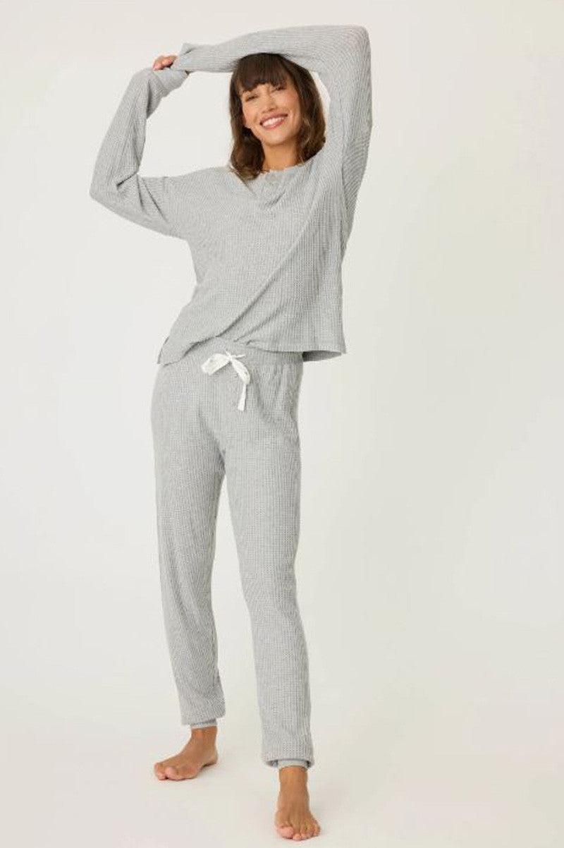 Ski Jammie PJ Set in heather grey front view