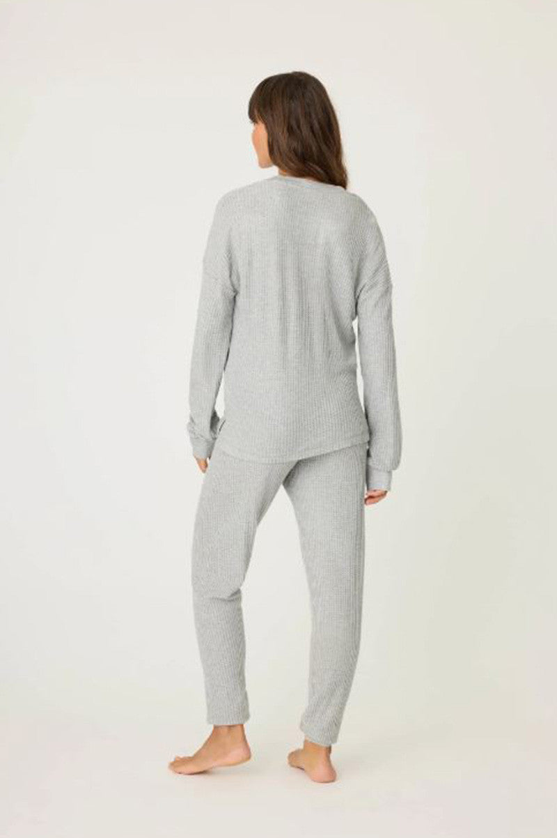 Ski Jammie PJ Set in heather grey back view