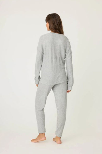 Ski Jammie PJ Set in heather grey back view