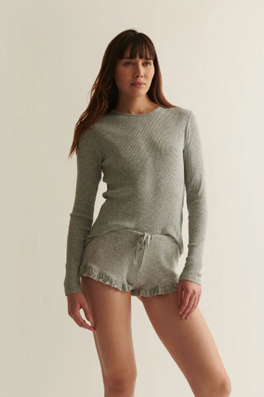 rayne shirt in heather grey front view