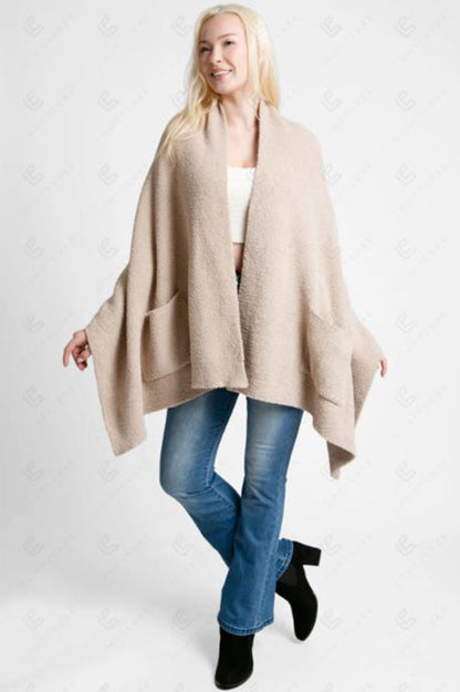 OPEN SHAWL CARDIGAN WITH POCKETS