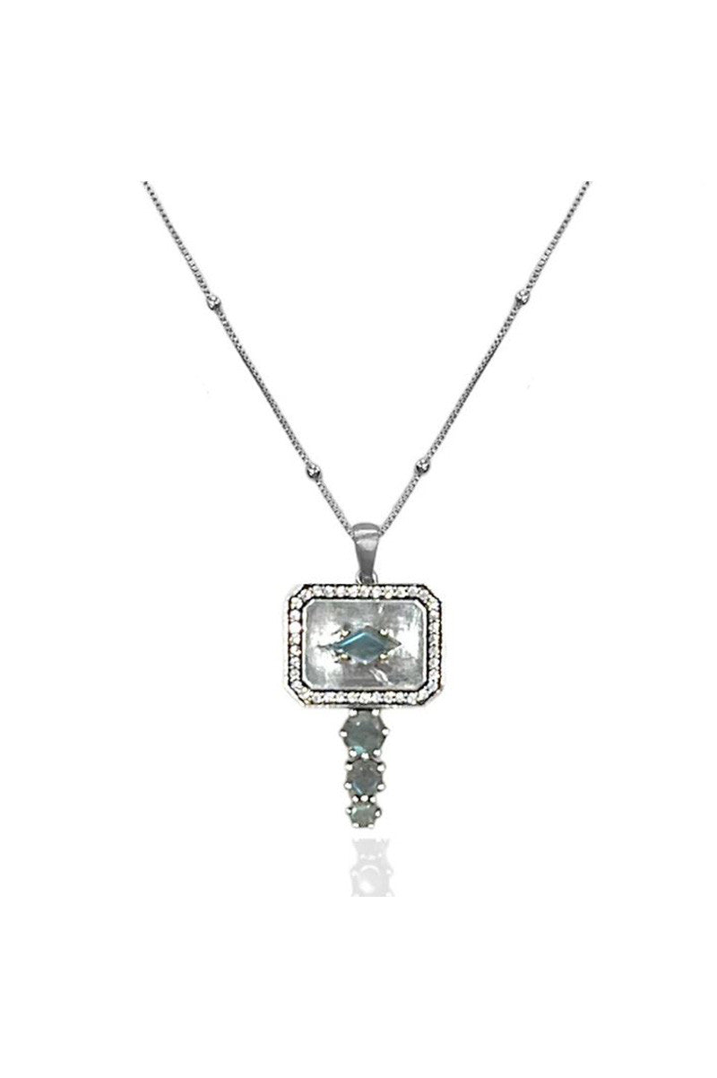DALIA NECKLACE in vintage silver labradorite
