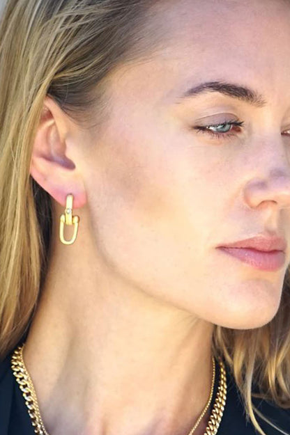 BRIONI HORSESHOE EARRINGS in gold/labradorite