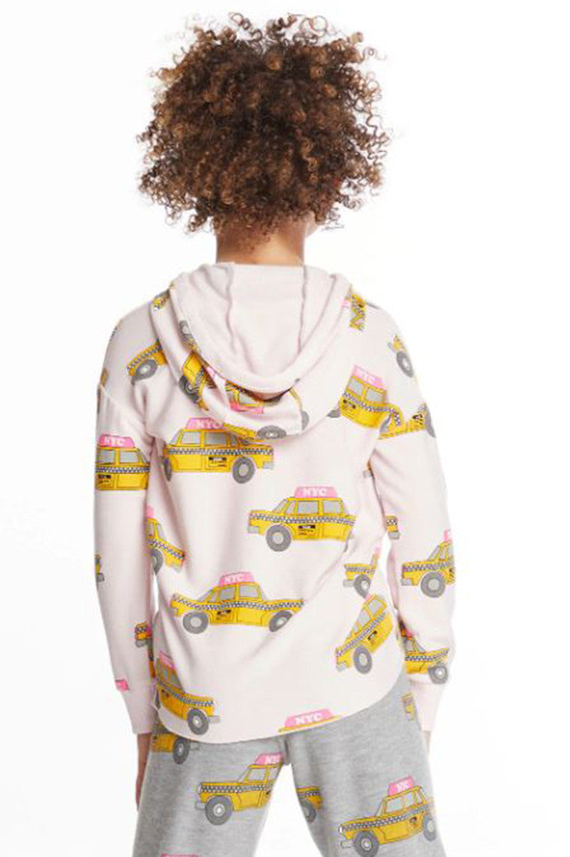 taxi jam pullover hoodie in pinky back view