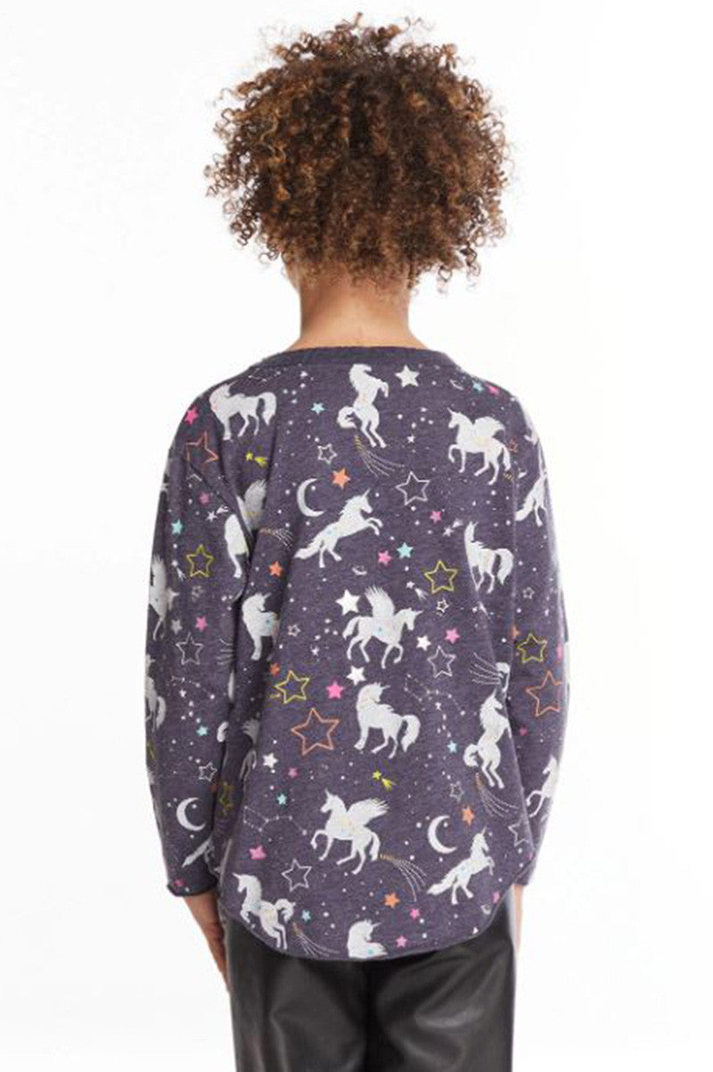 unicorn dreams long sleeve pullover in avalon back view
