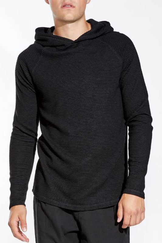 wolfe knit hoodie in black front view