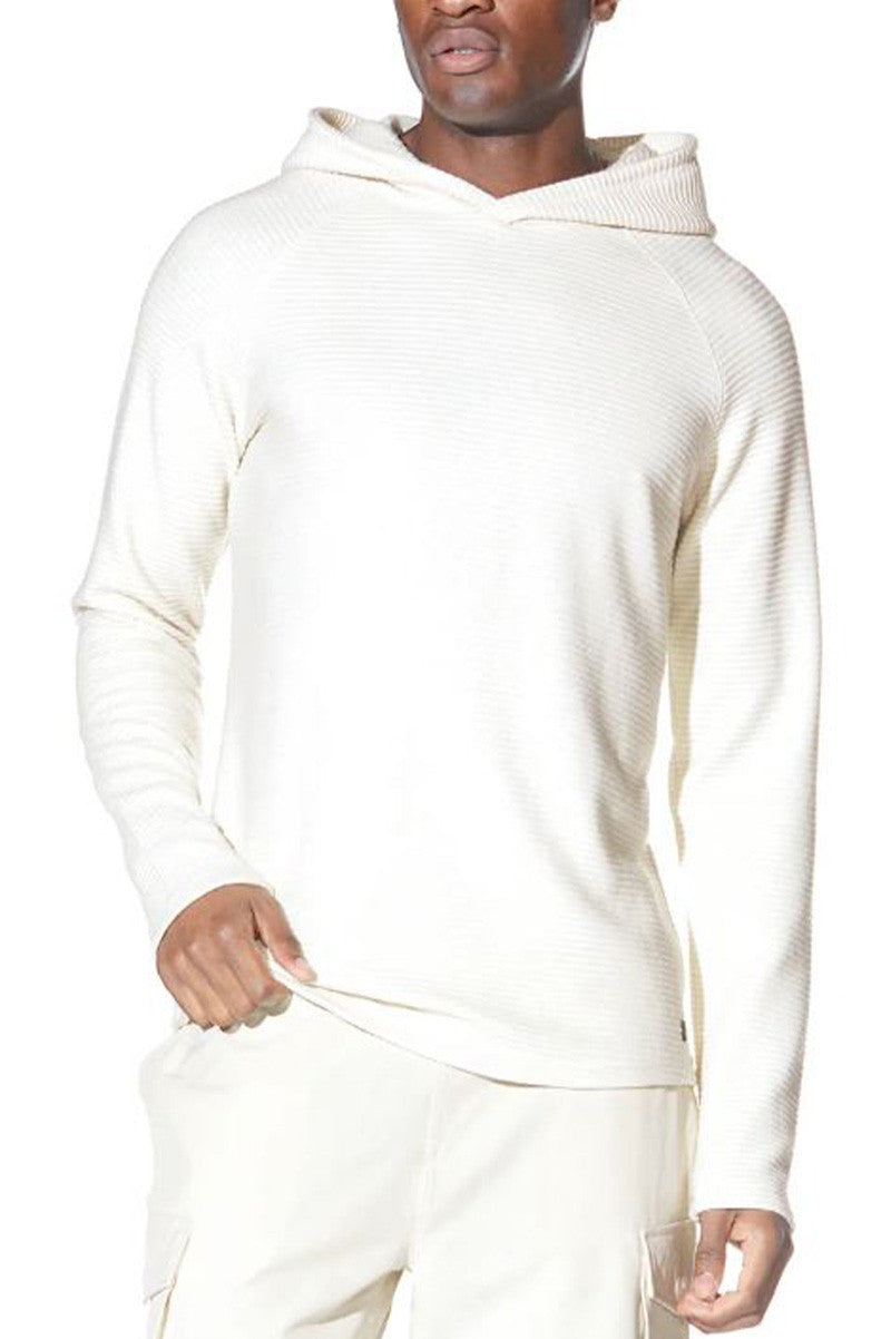 wolfe knit hoodie in cream front view