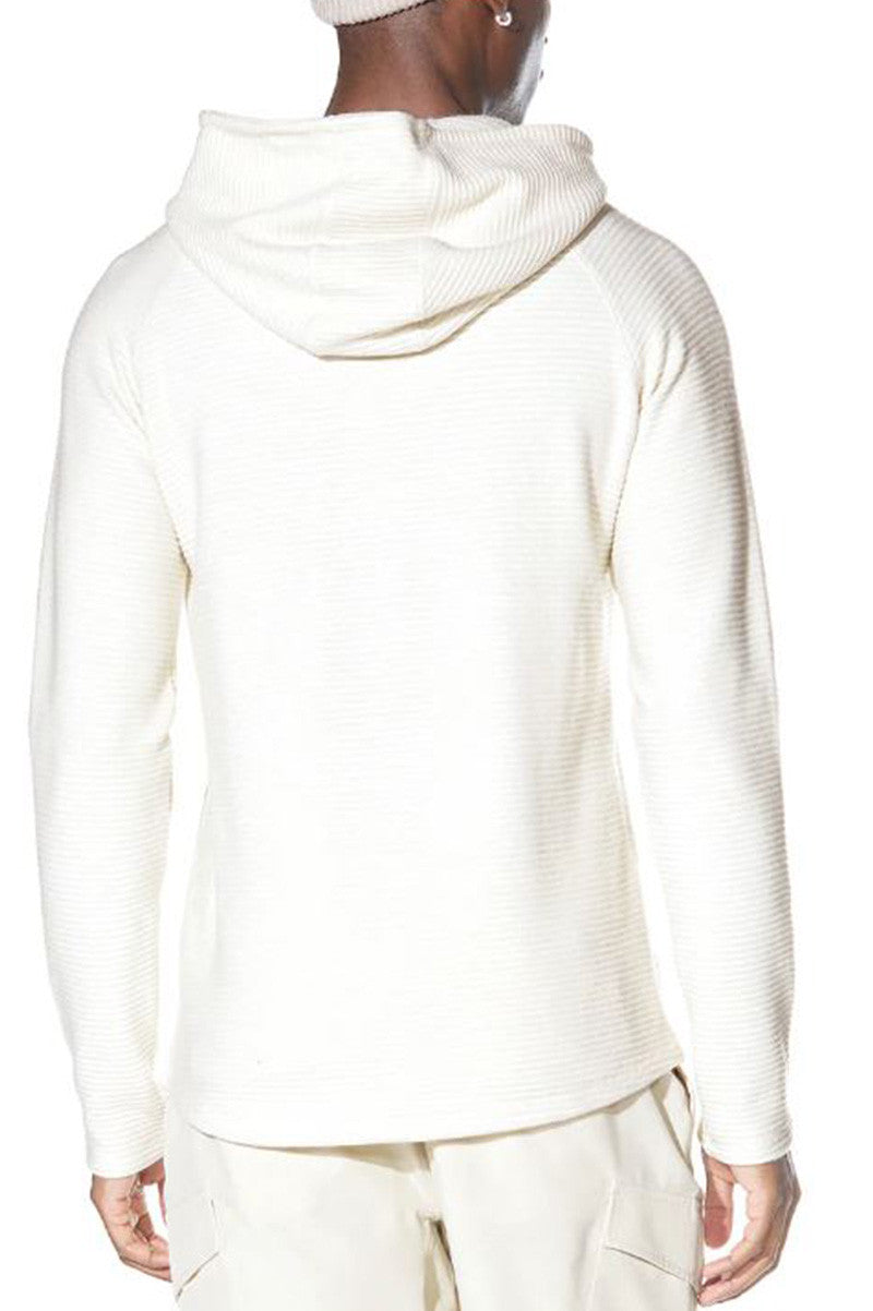 wolfe knit hoodie in cream back view