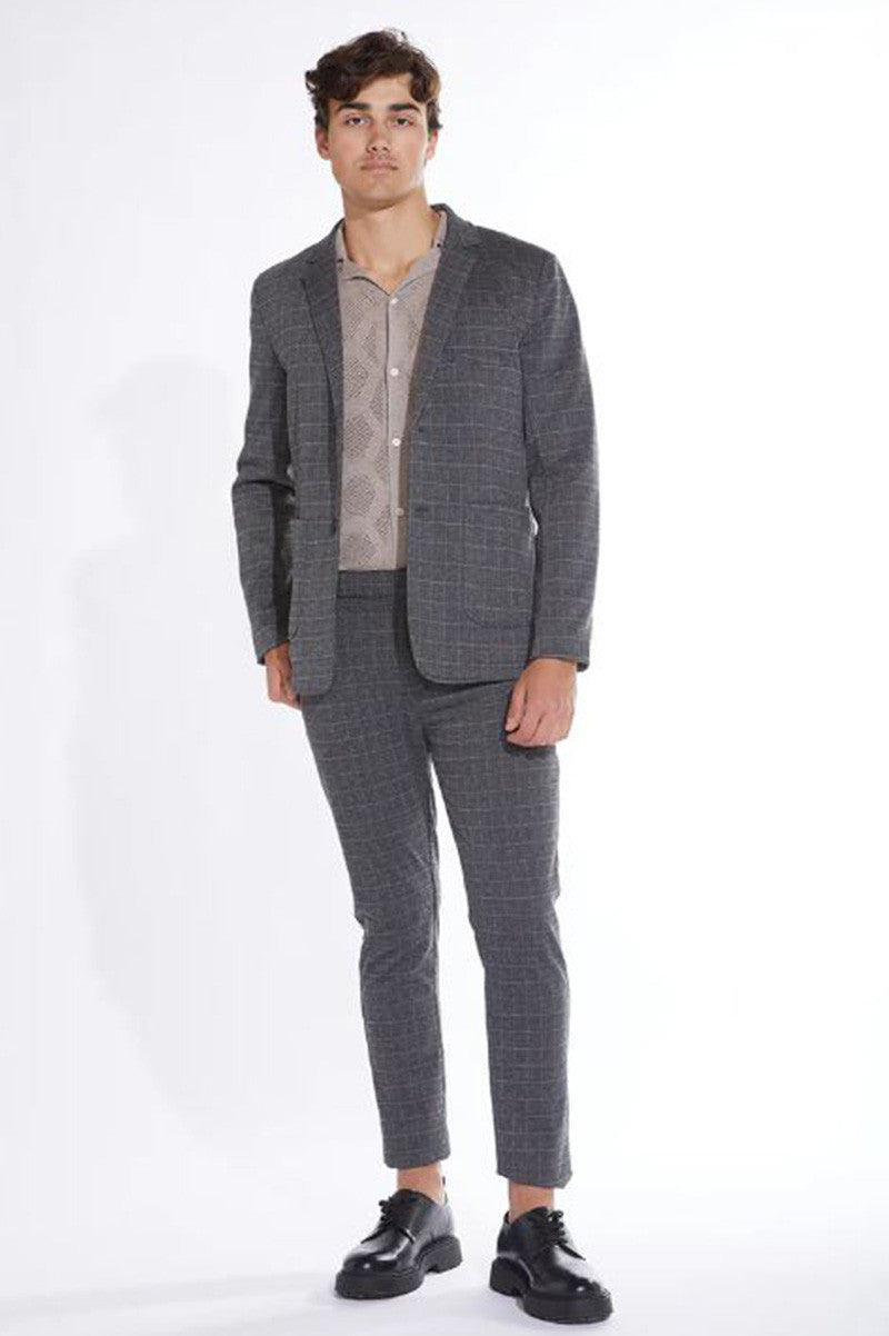 wiley glen plaid knit blazer in  charcoal/gray style view