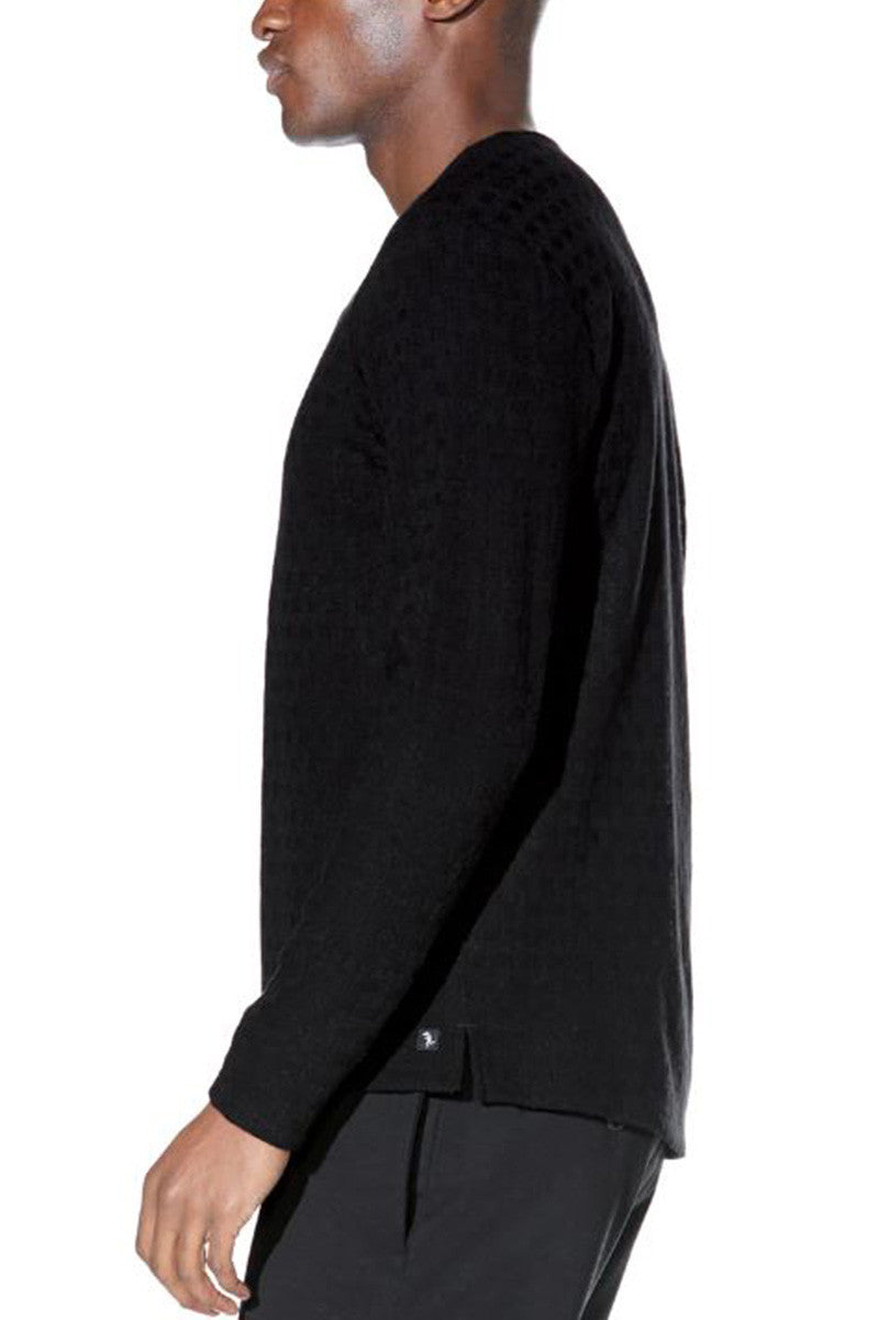 hogan long sleeve henley in black side view