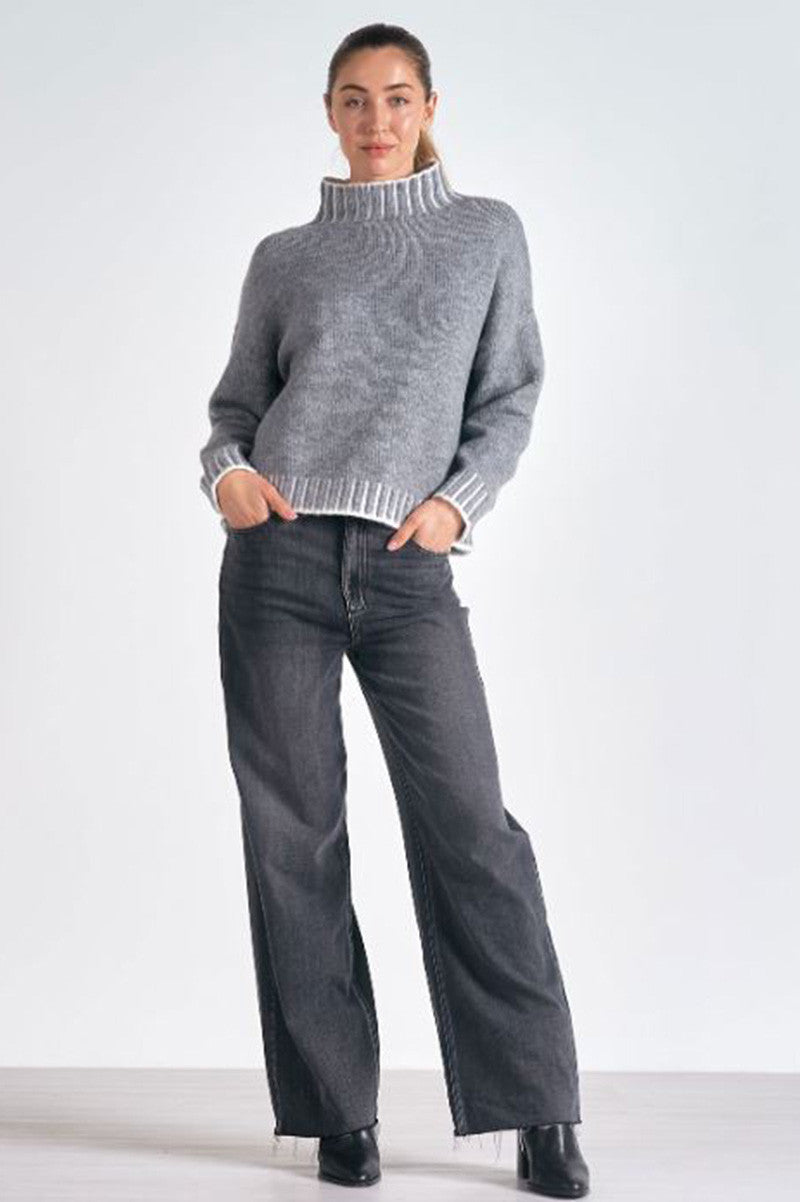 stitching sweater in charcoal style view
