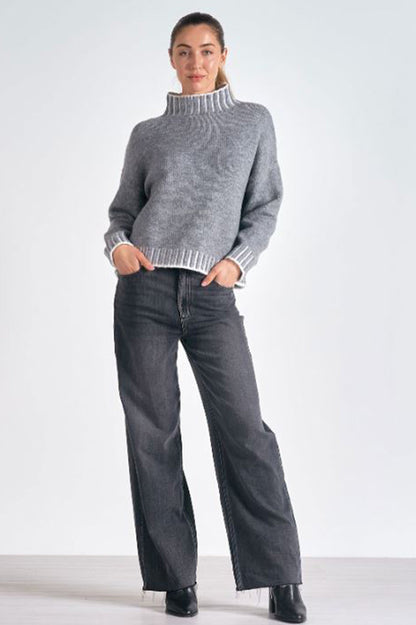 stitching sweater in charcoal style view