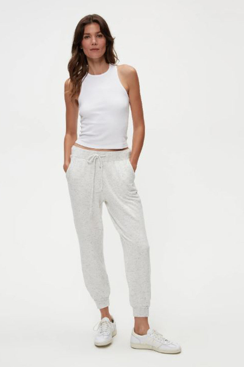Warren rib mix jogger in chalk front view