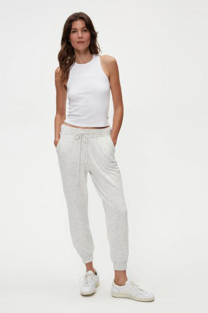 Warren rib mix jogger in chalk front view