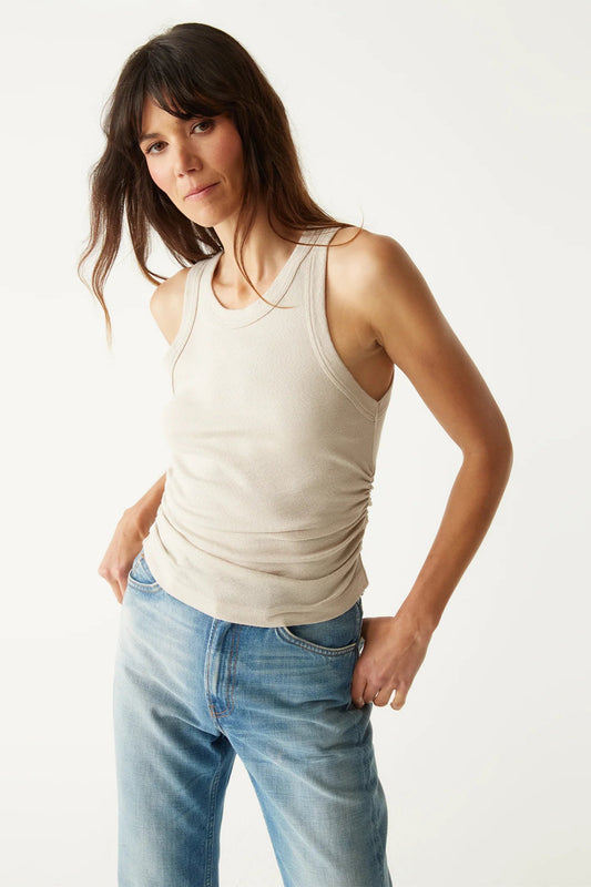 ELLA CROP TANK IN CEMENT FRONT VIEW